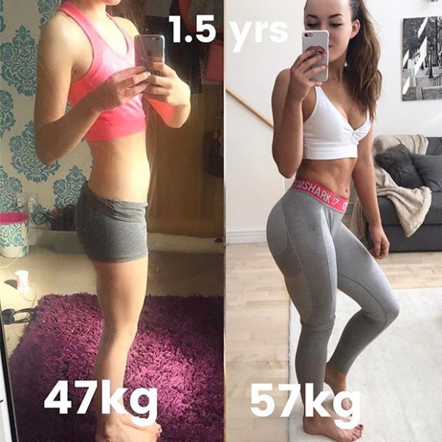  5- 47 kilodan 57 kiloya çıkan kadın çok daha fit görünüyor.